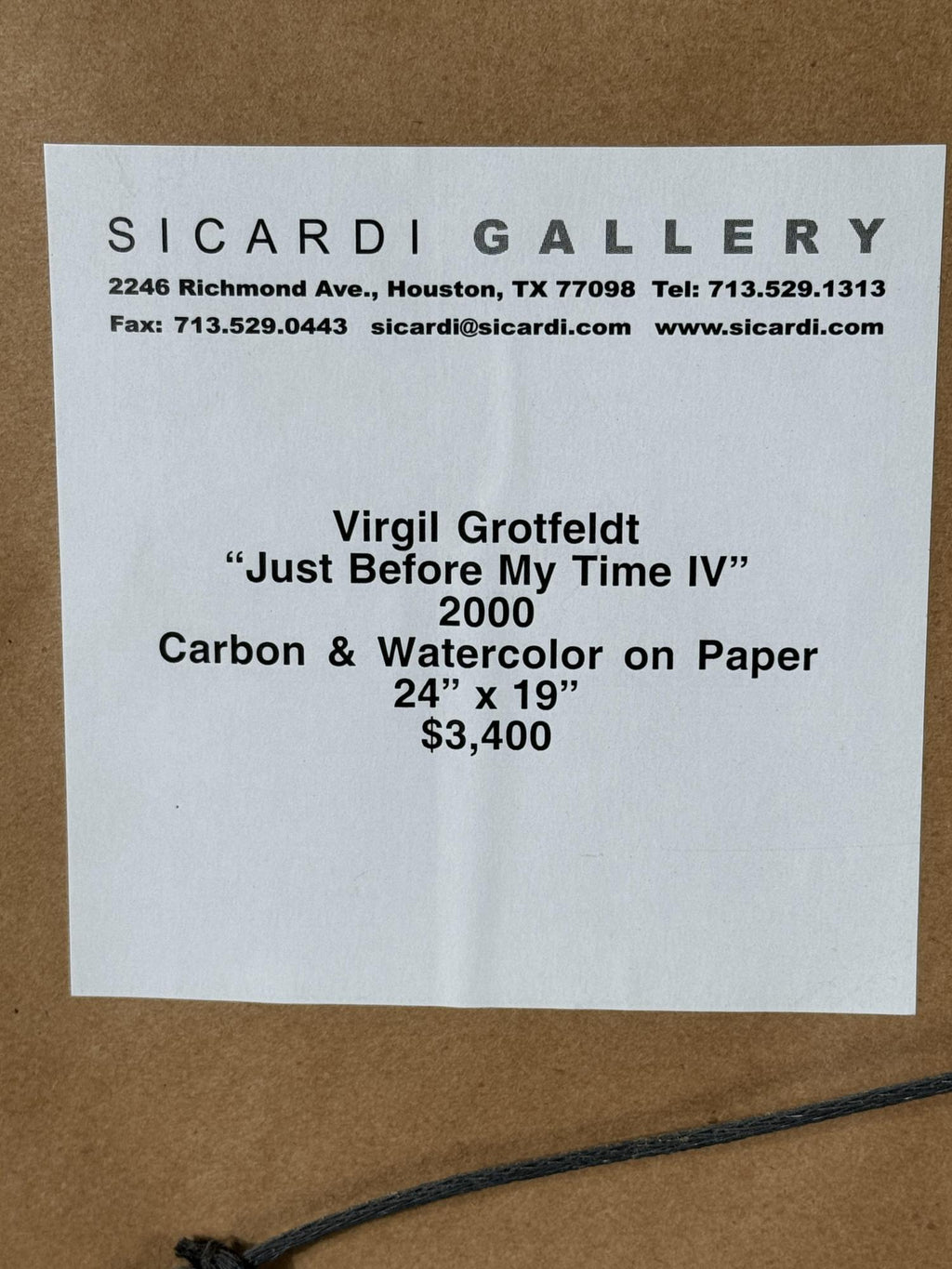 2000 VIRGIL GROTFELDT "JUST BEFORE MY TIME IV"