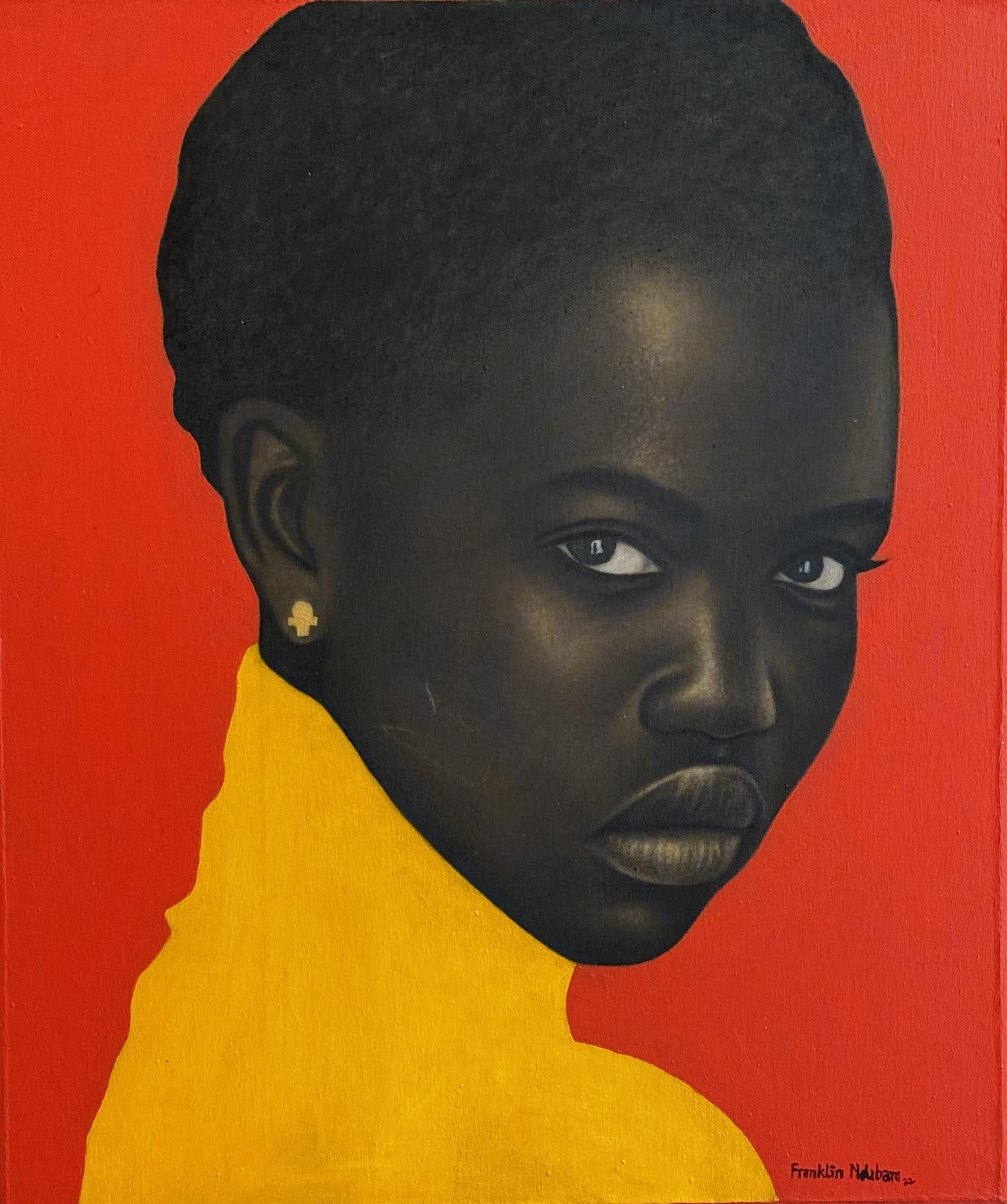 FRANKLIN NDIBAM  "ATELIER" OIL ON CANVAS