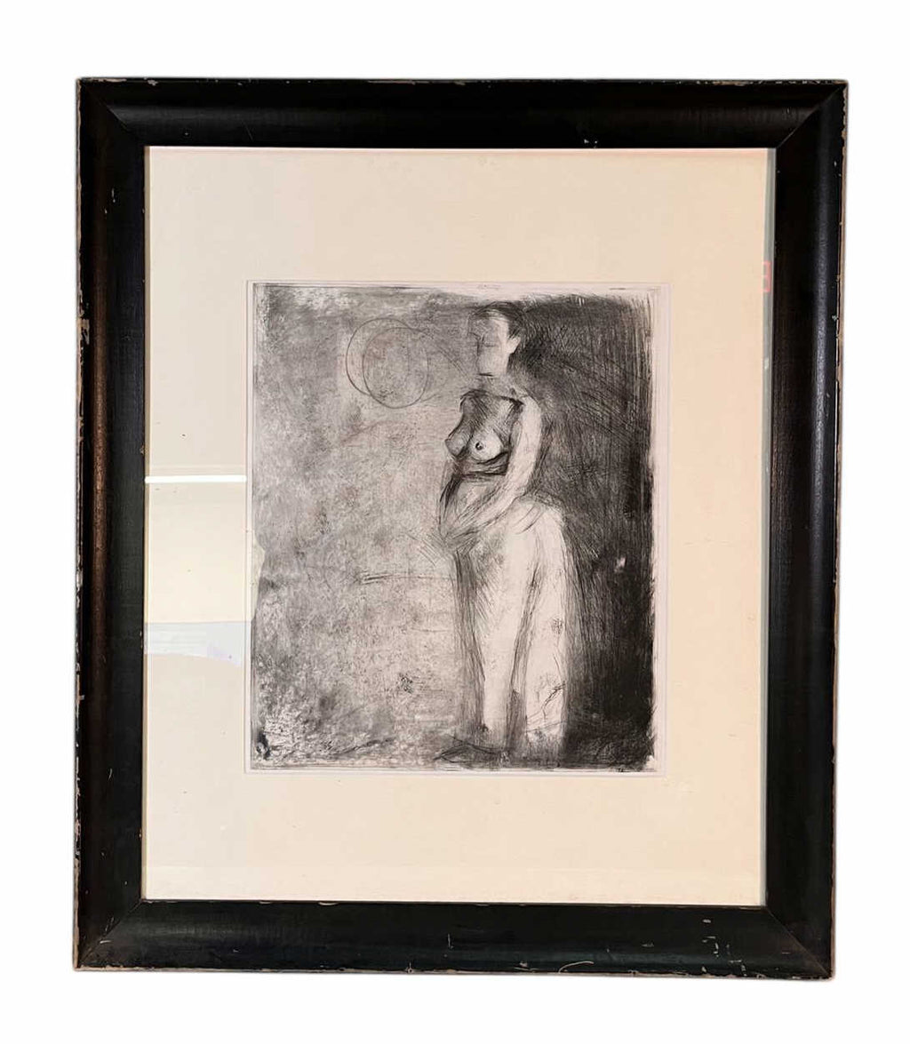 FRAMED & MATTED FEMALE NUDE ENGRAVING