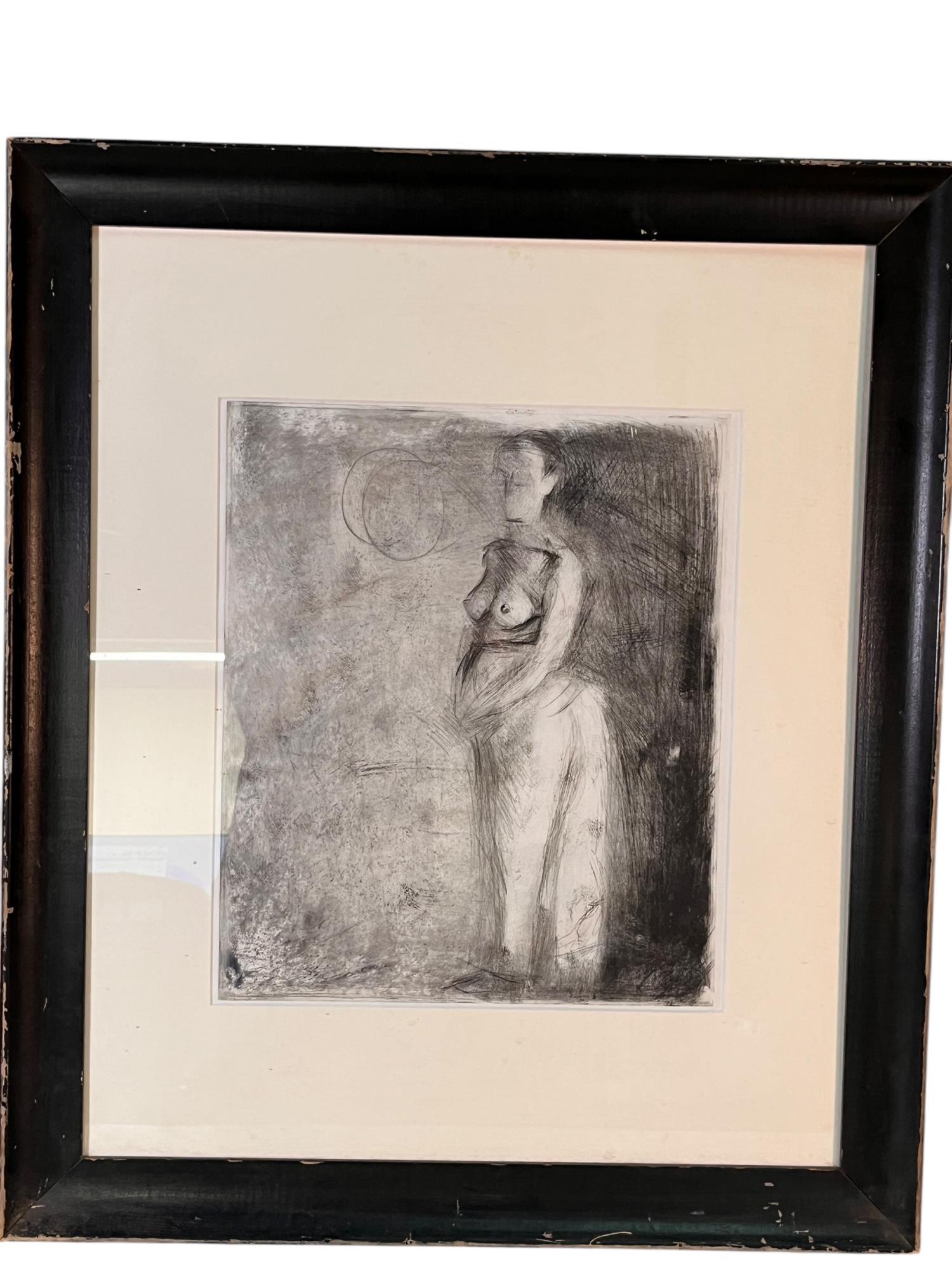 FRAMED & MATTED FEMALE NUDE ENGRAVING