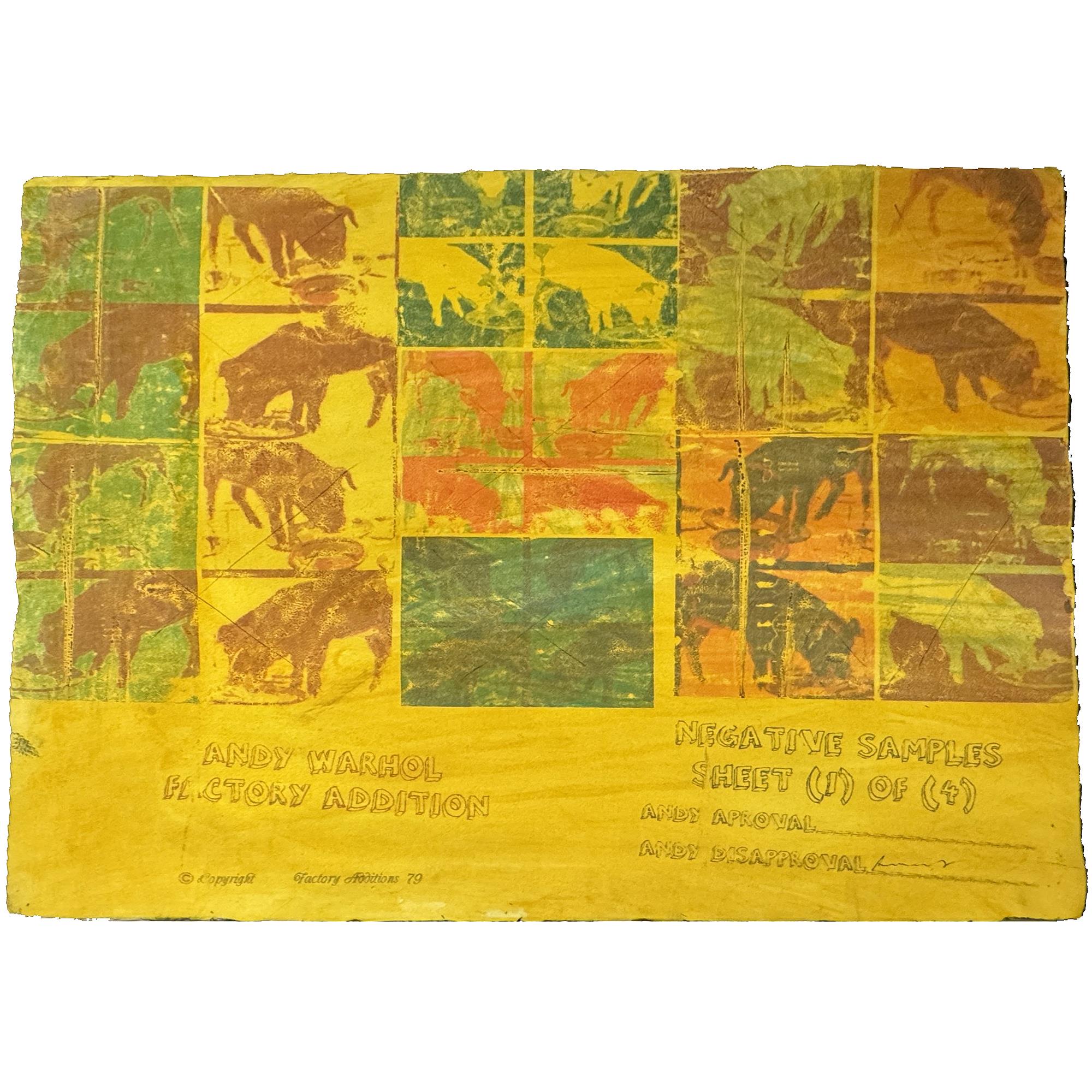ANDY WARHOL "NEGATIVE SAMPLE SHEET"