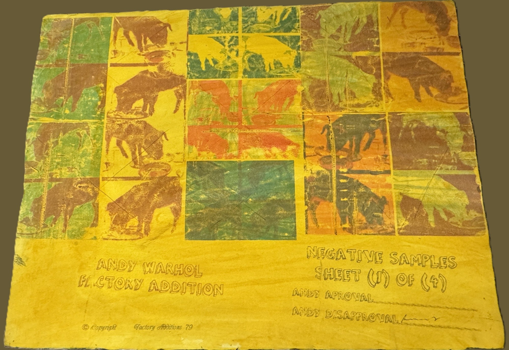 ANDY WARHOL "NEGATIVE SAMPLE SHEET"