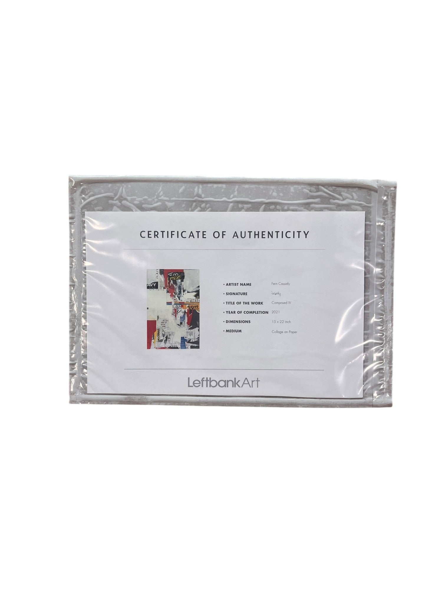 "COMPOSED IV" BY FERN CASSIDY, COLLAGE ON PAPER