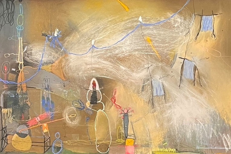 ABSTRACT PASTEL ON PAPER BY J ANTONIO FARFAN