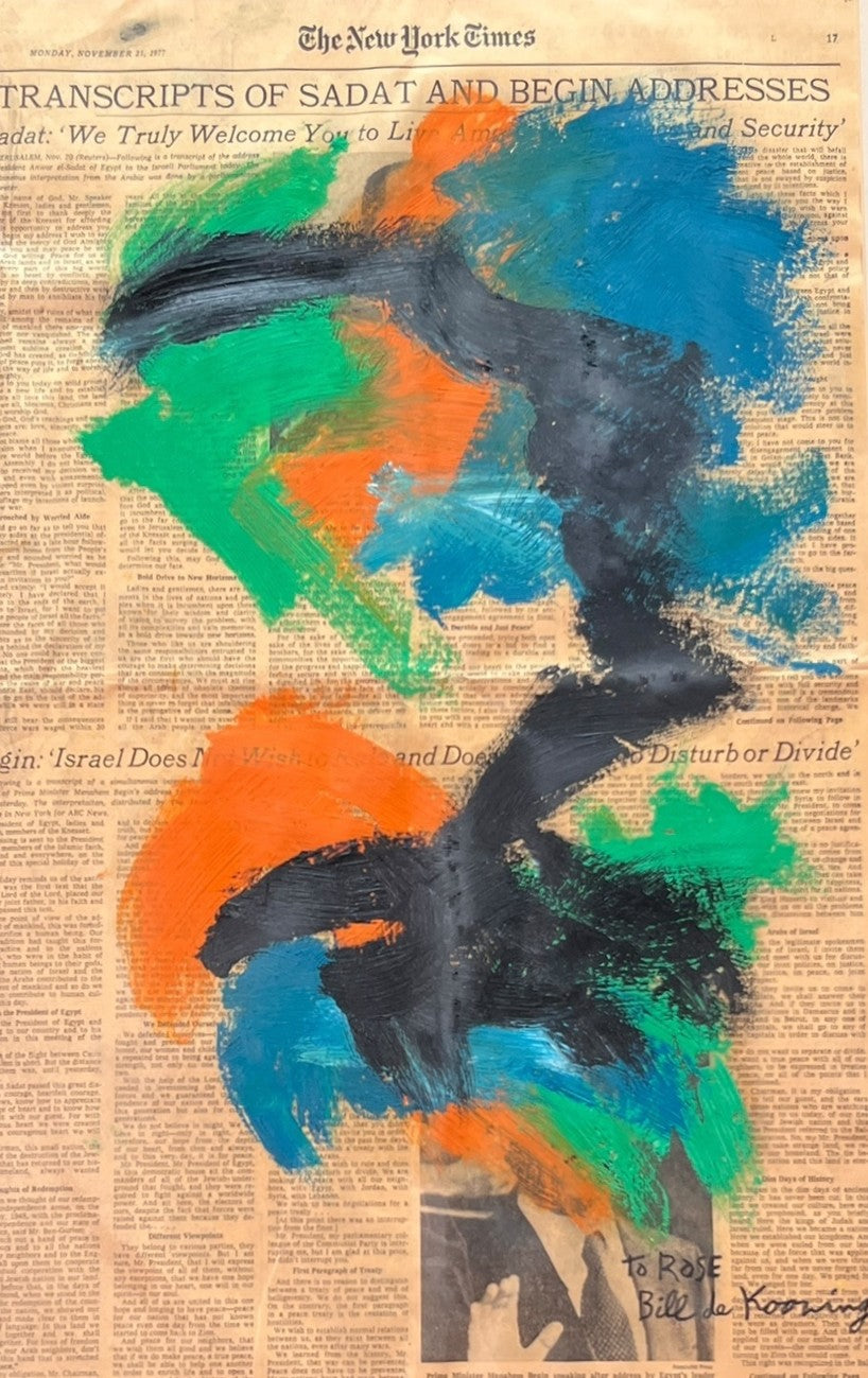 WILLEM DE KOONING OIL ON PERSONALIZED NEWSPRINT