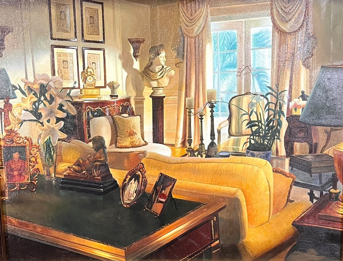 TRADITIONAL HOME SCENE PAINTING FRAMED