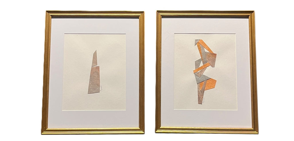 SET OF TWO COLLAGE MIXED MEDIAS SIGNED BY ARTIST