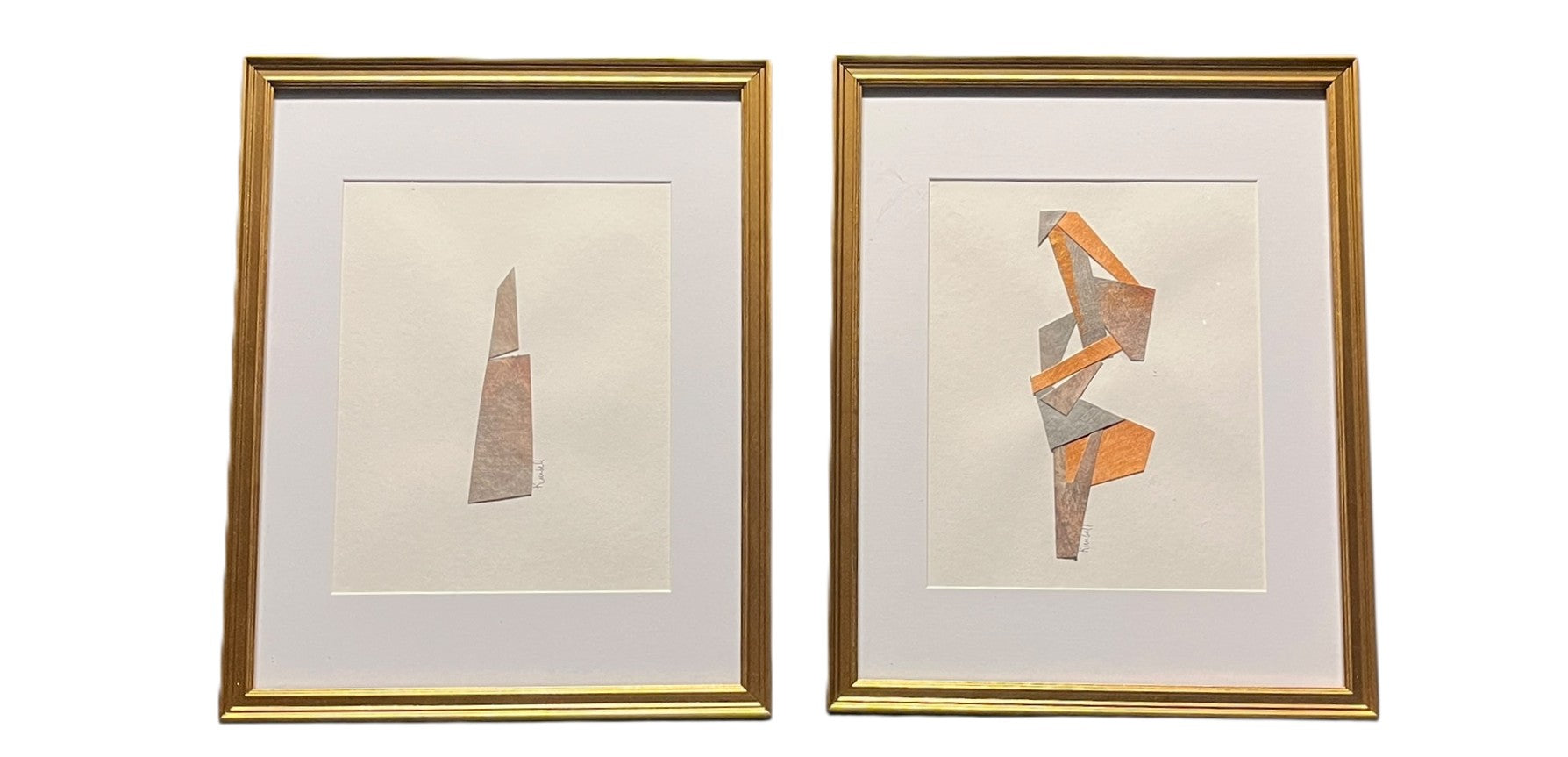 SET OF TWO COLLAGE MIXED MEDIAS SIGNED BY ARTIST
