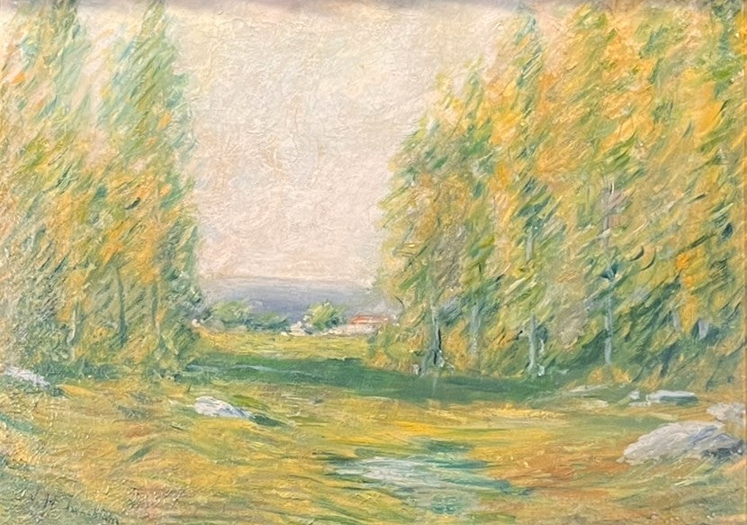 JOHN TWACHTMAN CONNECTICUT LANDSCAPE OIL ON CANVAS