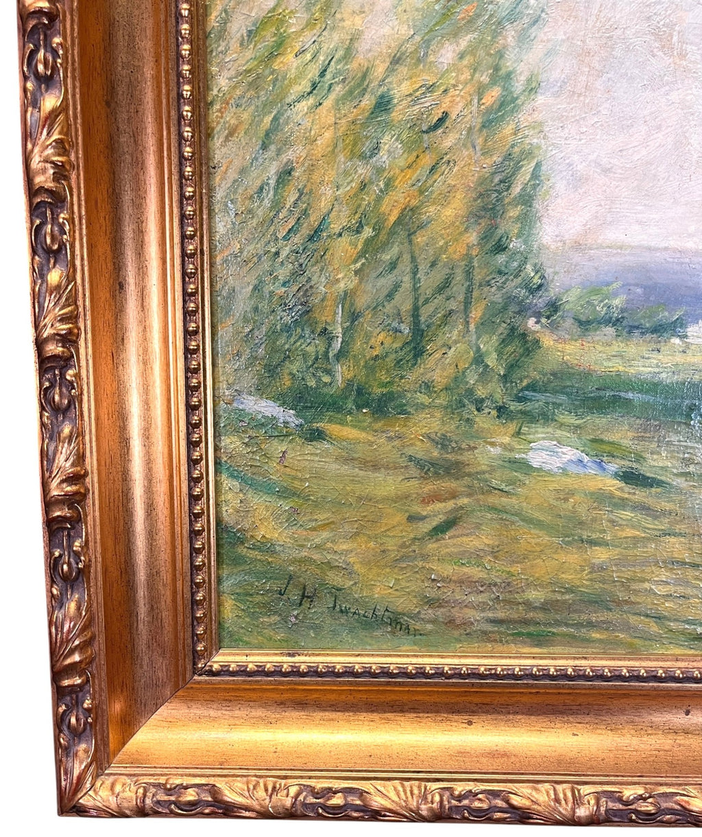 JOHN TWACHTMAN CONNECTICUT LANDSCAPE OIL ON CANVAS
