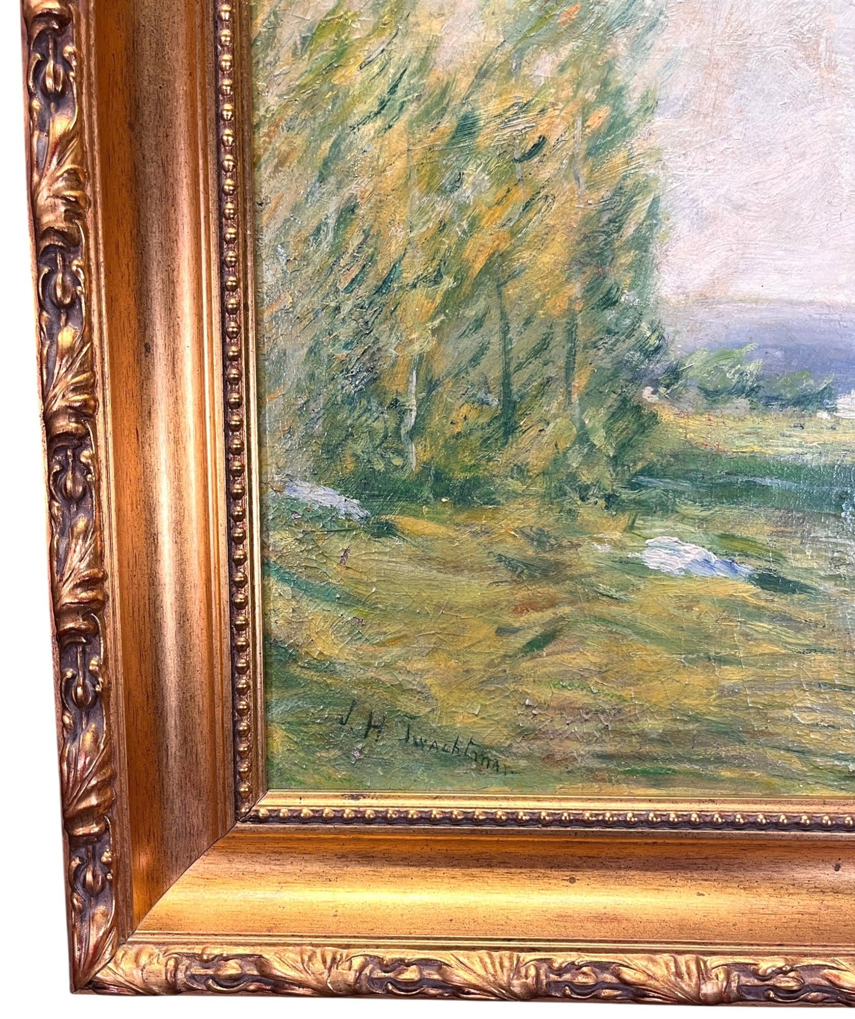 JOHN TWACHTMAN CONNECTICUT LANDSCAPE OIL ON CANVAS