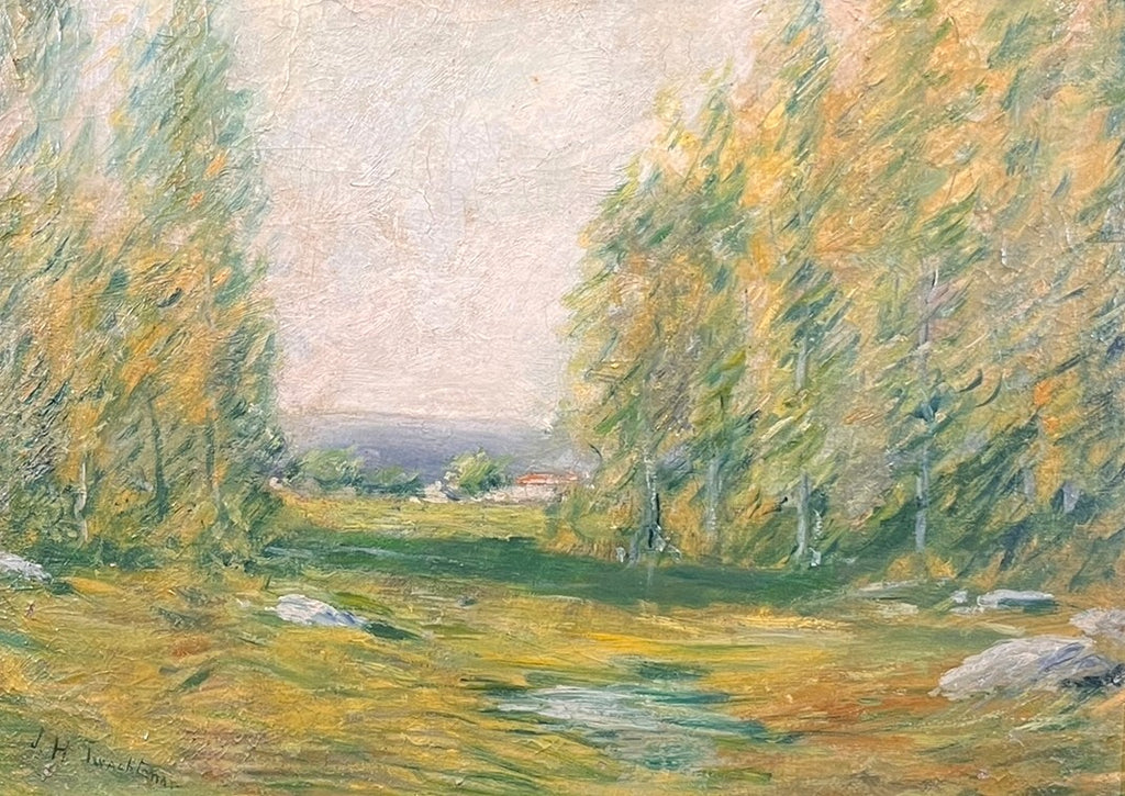 JOHN TWACHTMAN CONNECTICUT LANDSCAPE OIL ON CANVAS