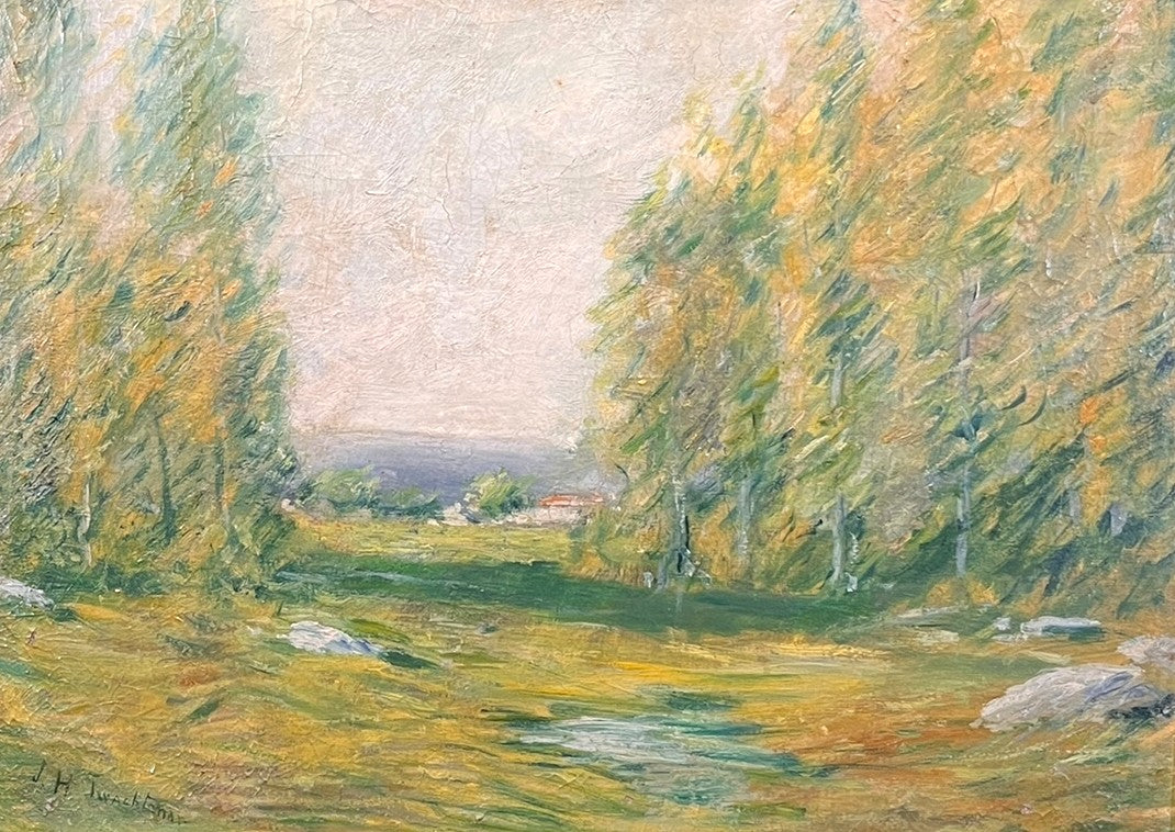 JOHN TWACHTMAN CONNECTICUT LANDSCAPE OIL ON CANVAS