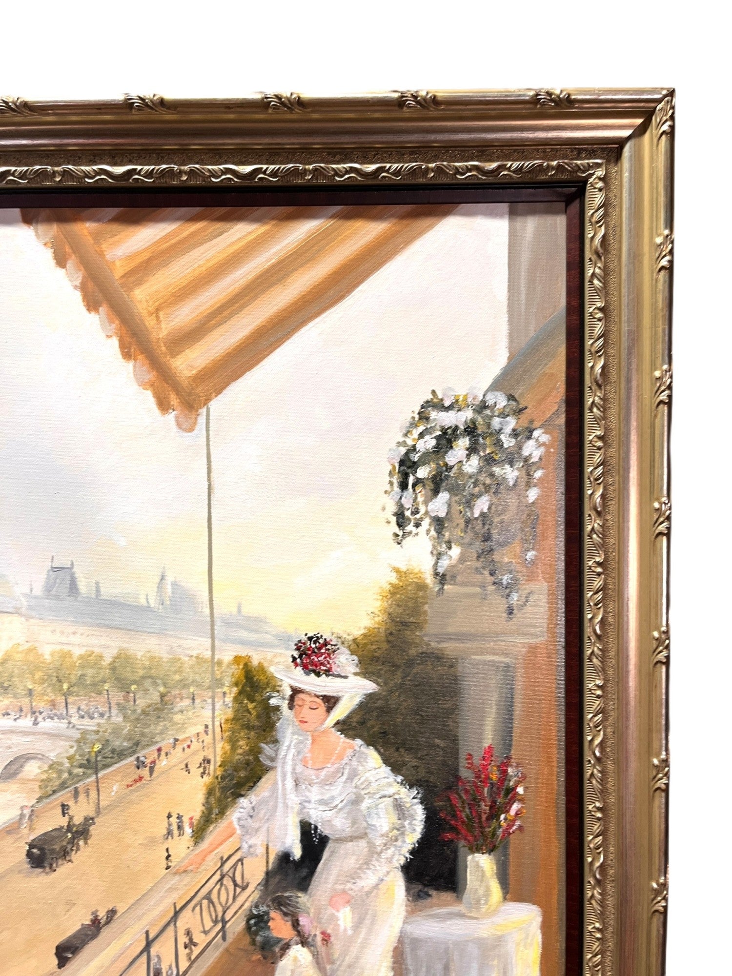 T. JONES "VIEW OF THE SEINE" ACRYLIC ON CANVAS