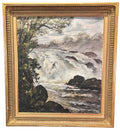OIL ON CANVAS RIVER SCENE IN GILT FRAME
