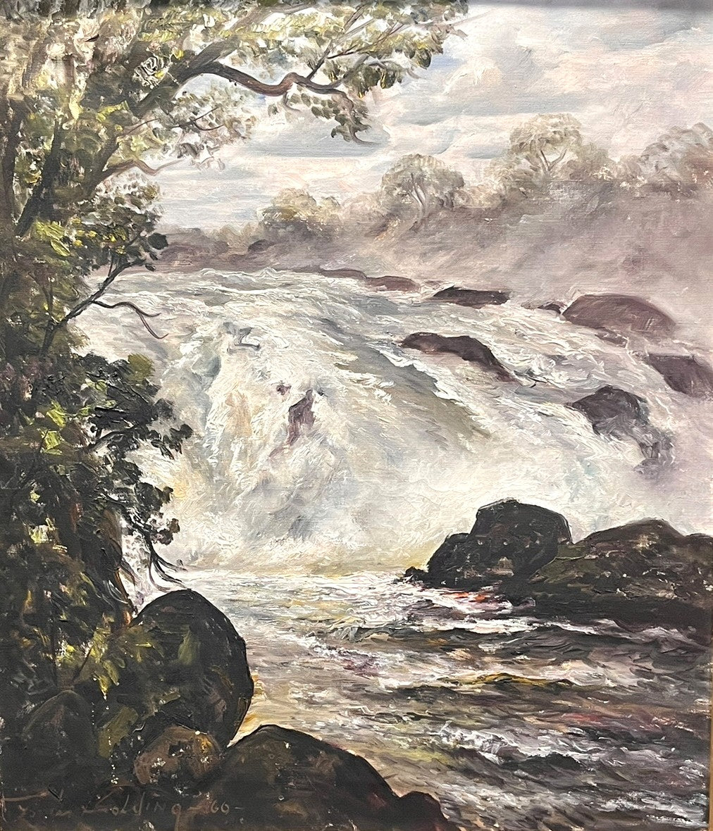 OIL ON CANVAS RIVER SCENE IN GILT FRAME