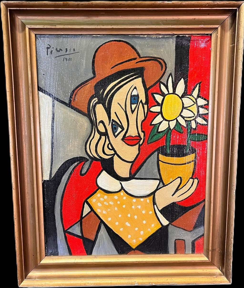 PABLO PICASSO STYLE CUBIST  PAINTING OF MAN