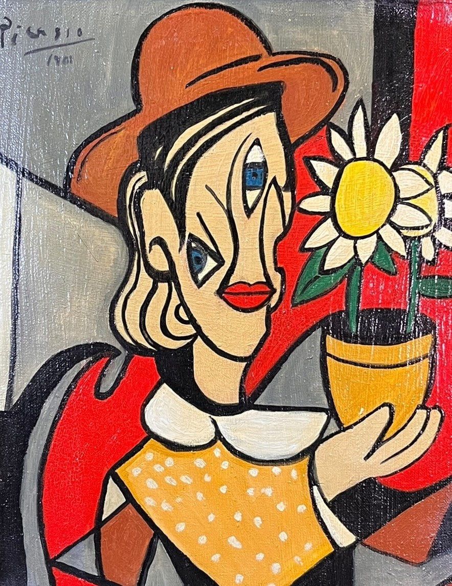 PABLO PICASSO STYLE CUBIST  PAINTING OF MAN