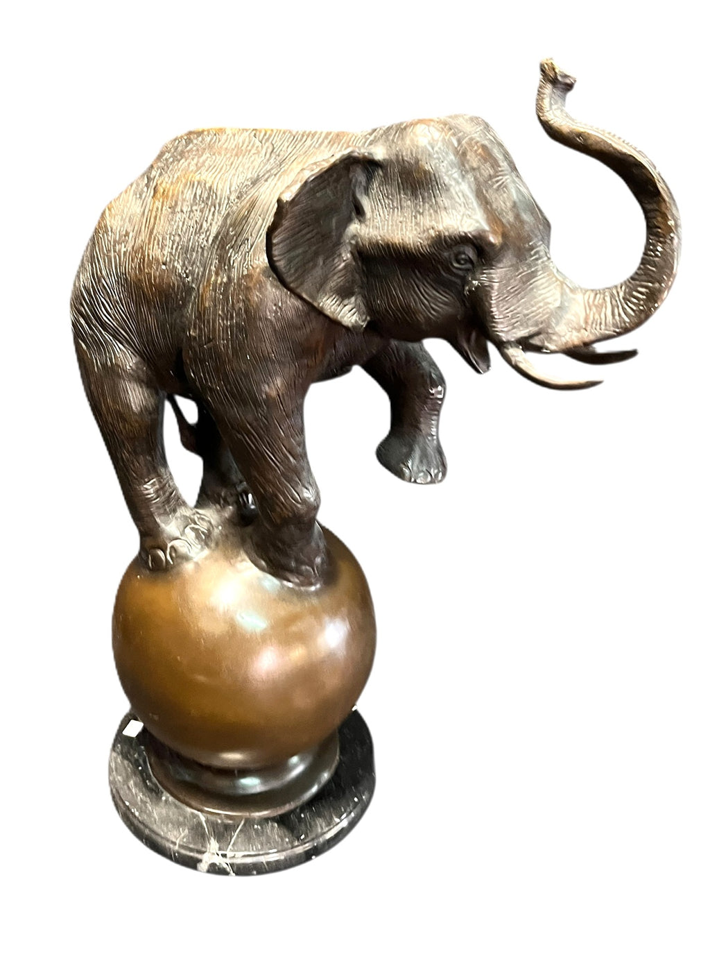 BARYE BRONZE ELEPHANT ON MARBLE PEDESTAL