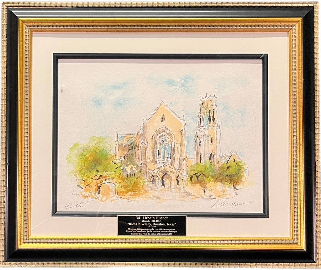 "RICE UNIVERISTY" LITHOGRAPH BY URBAIN HUCHET