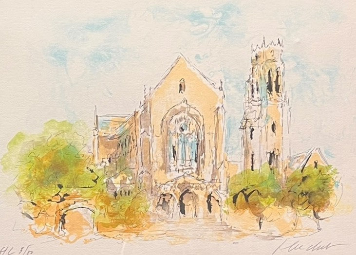 "RICE UNIVERISTY" LITHOGRAPH BY URBAIN HUCHET