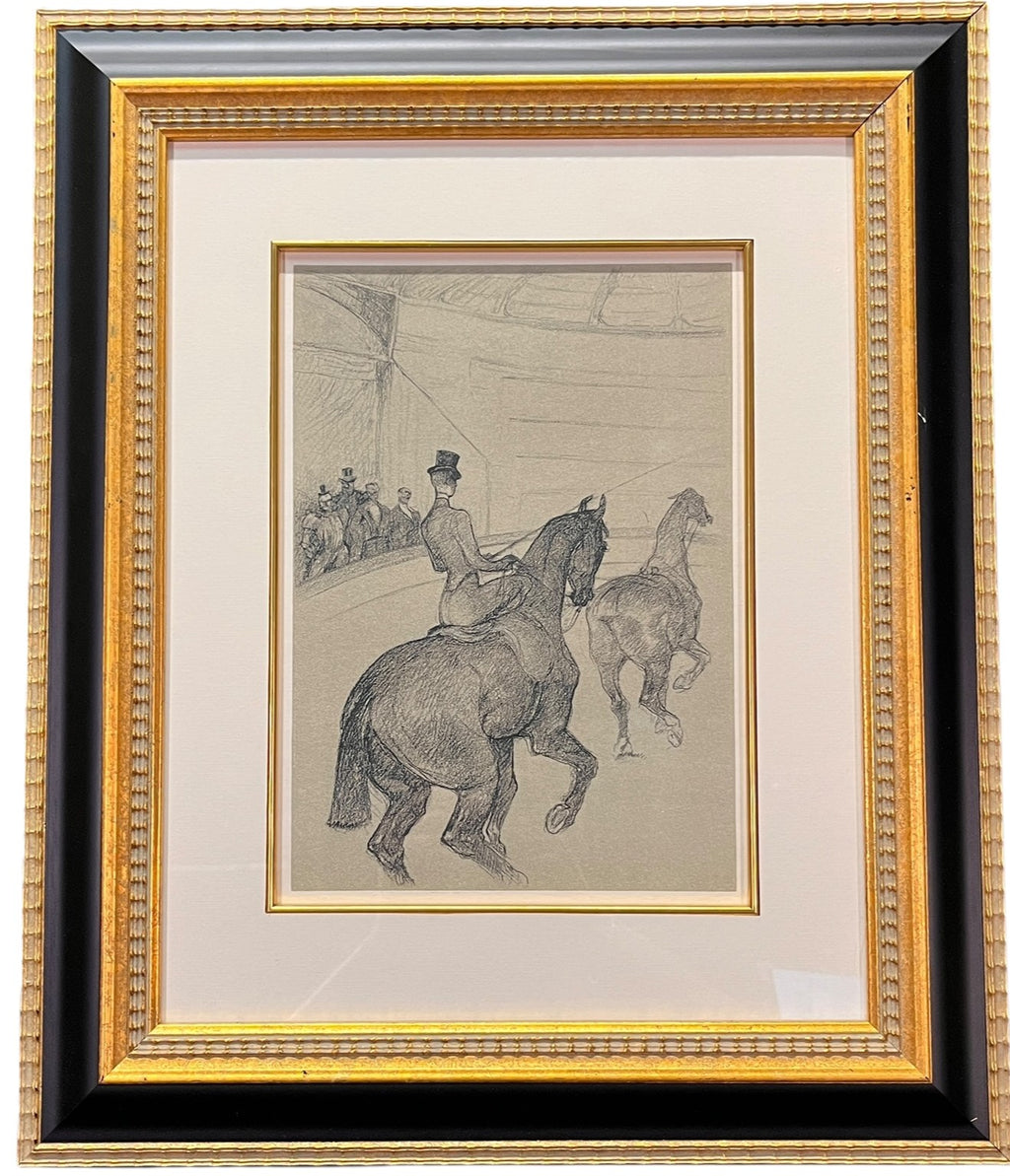 "ECUYERE DE HAUTE ECOLE- LE TANDEM" LITHOGRAPH
