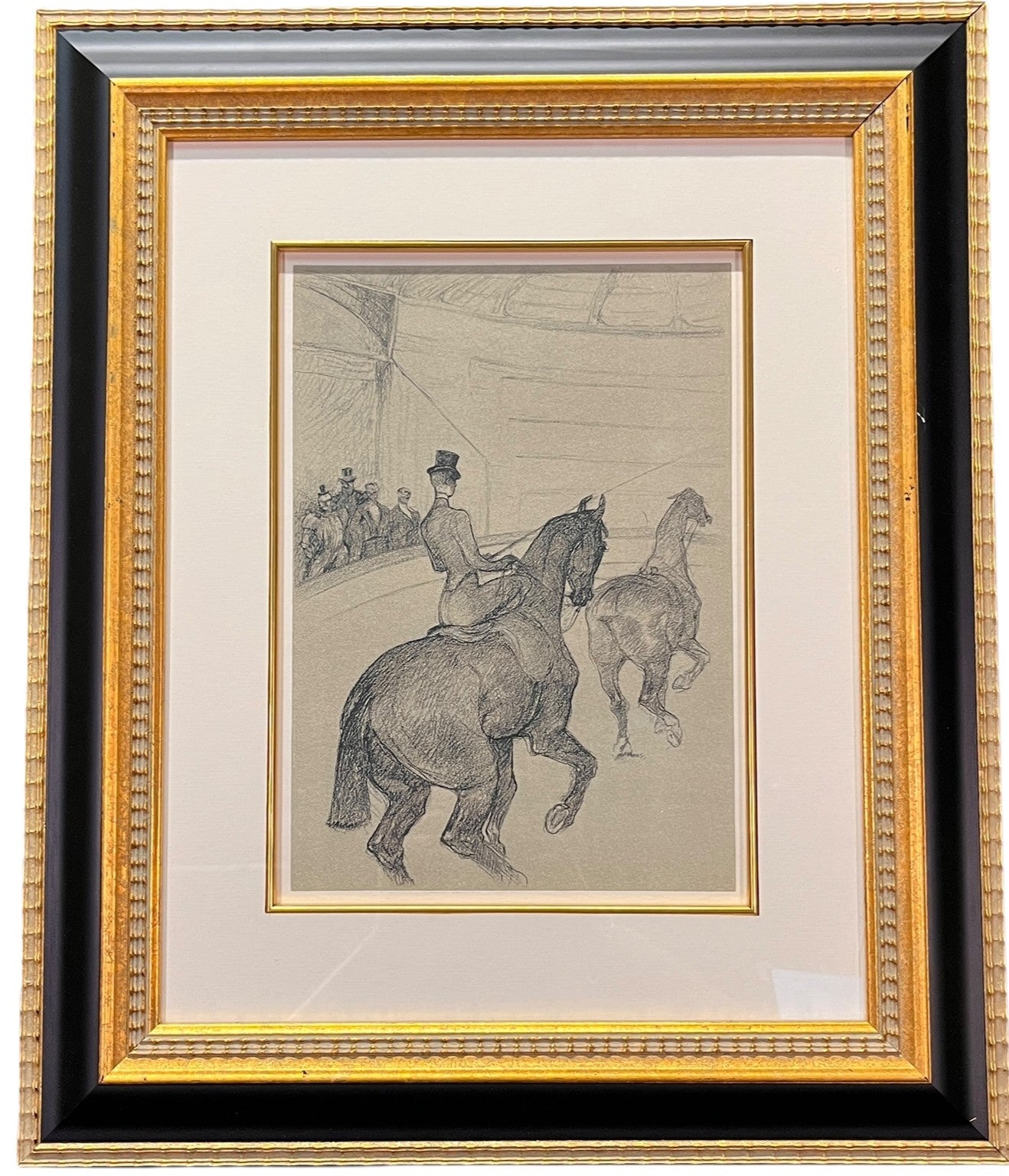 "ECUYERE DE HAUTE ECOLE- LE TANDEM" LITHOGRAPH