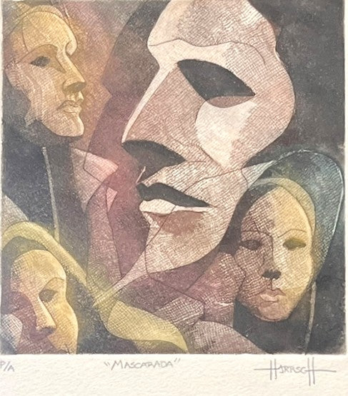 "MASCARADA" LITHOGRAPH BY HARISCH