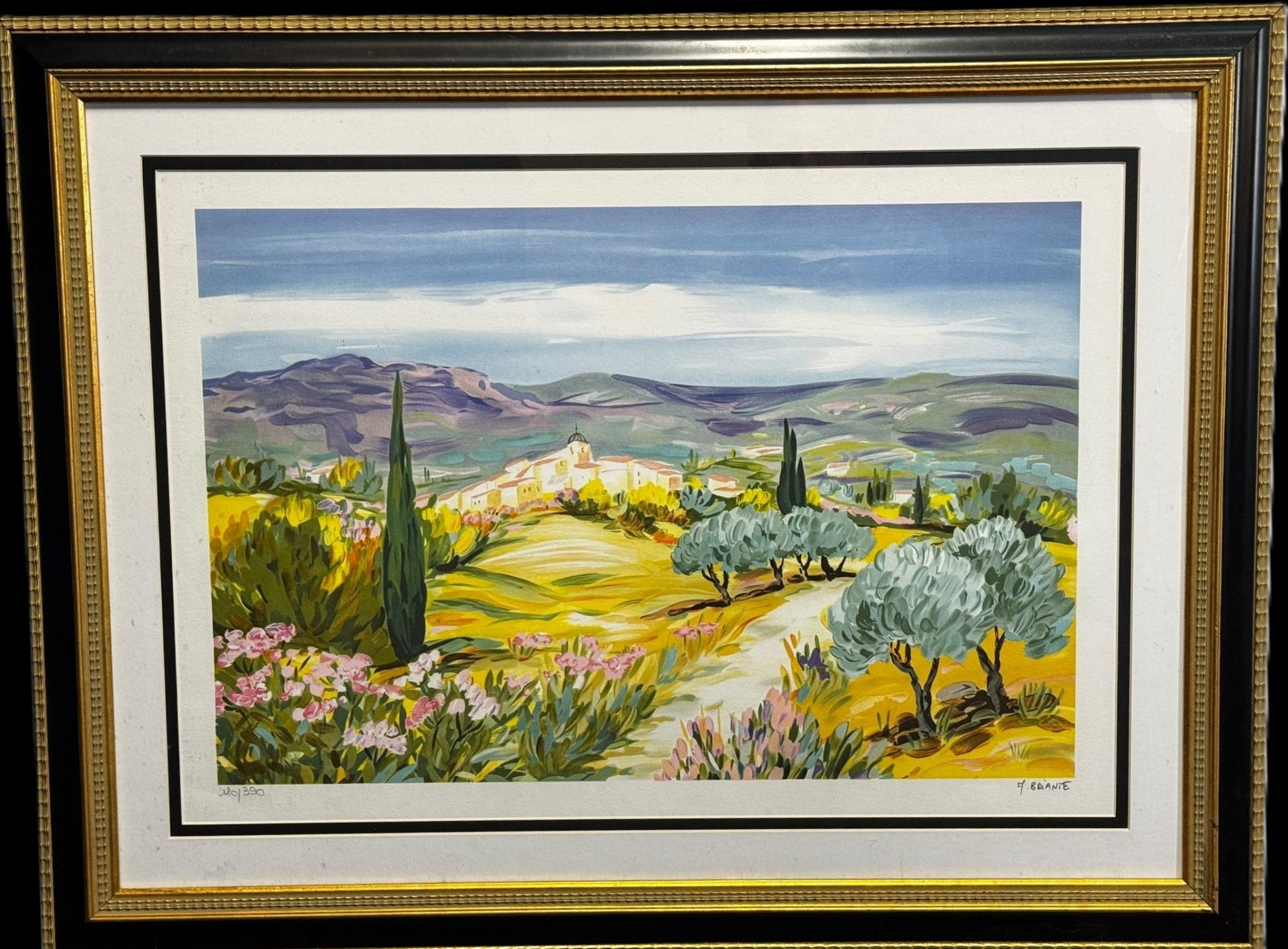 "LES ALPILLES S'ENDORMENT" LITHOGRAPH BY BRIANTE