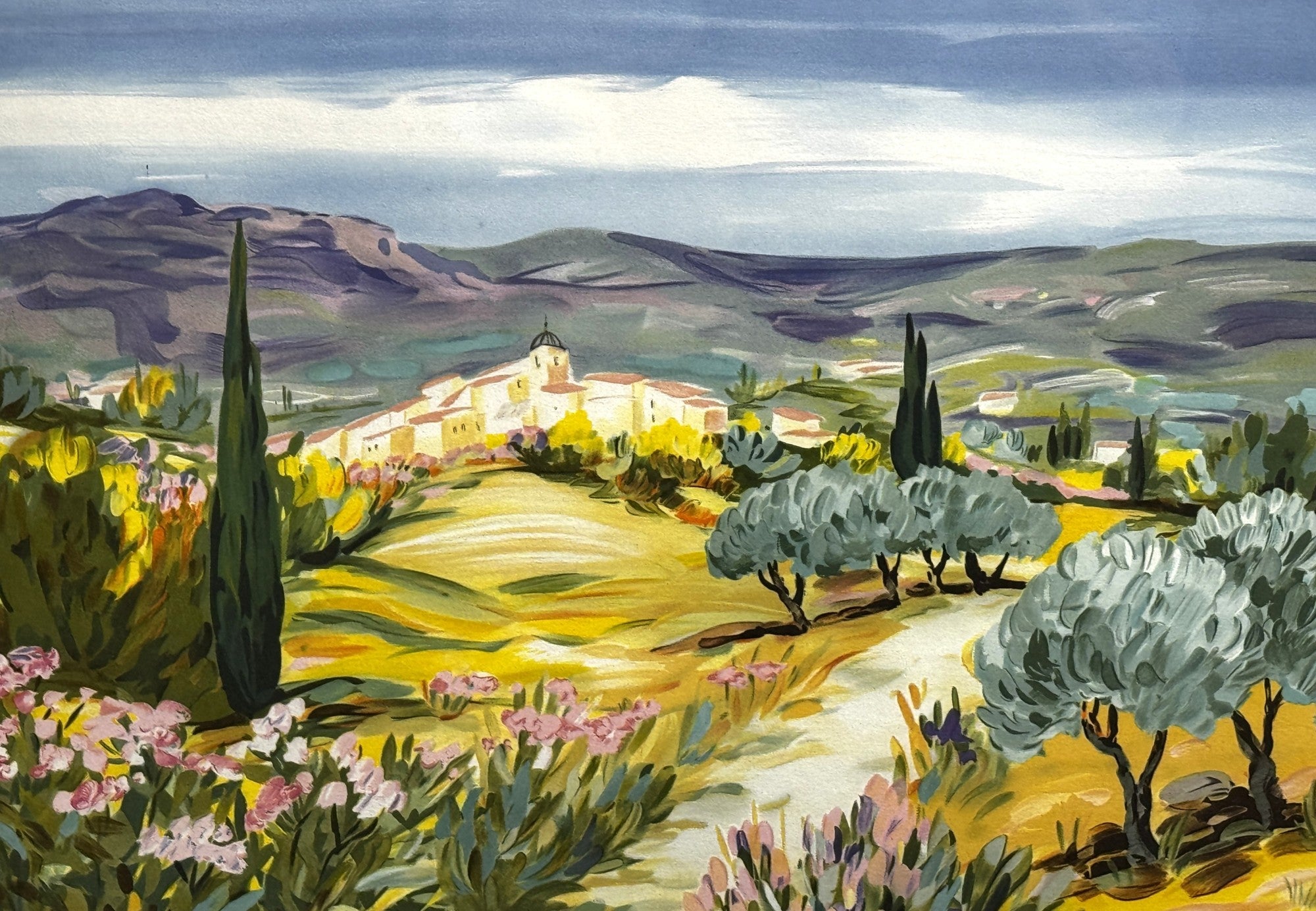 "LES ALPILLES S'ENDORMENT" LITHOGRAPH BY BRIANTE