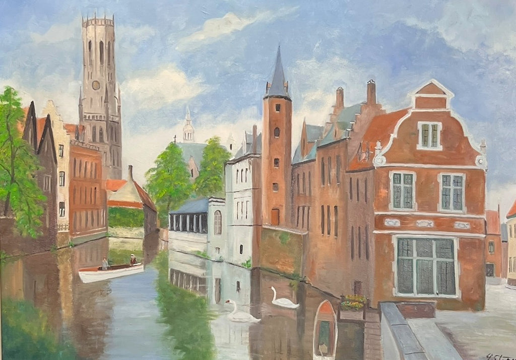 RIVER SCENE  OIL ON CANVAS