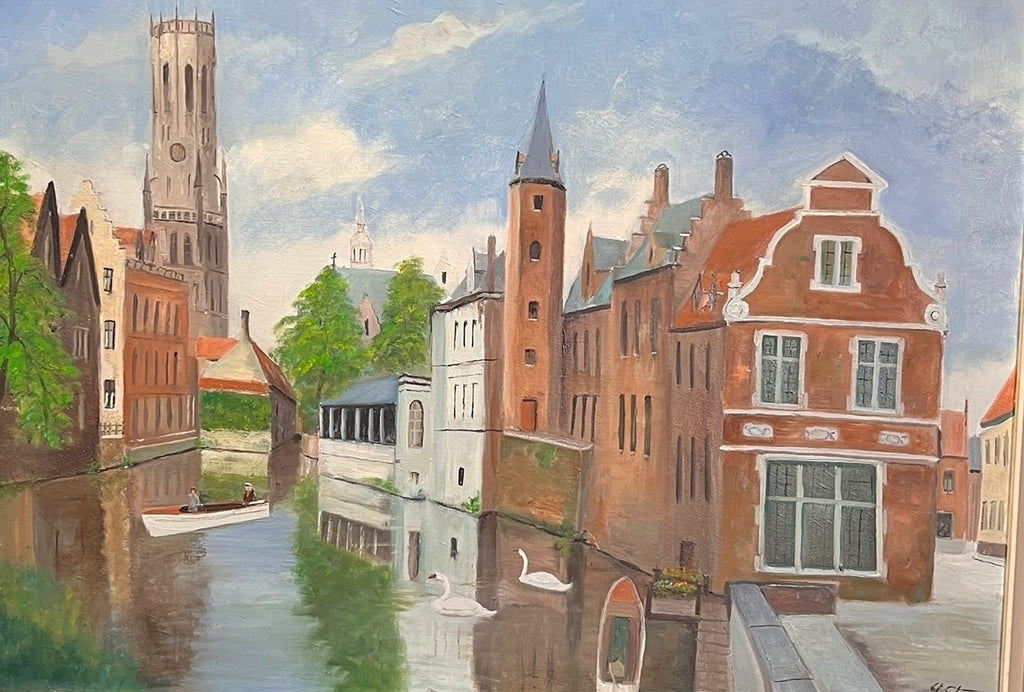 RIVER SCENE  OIL ON CANVAS