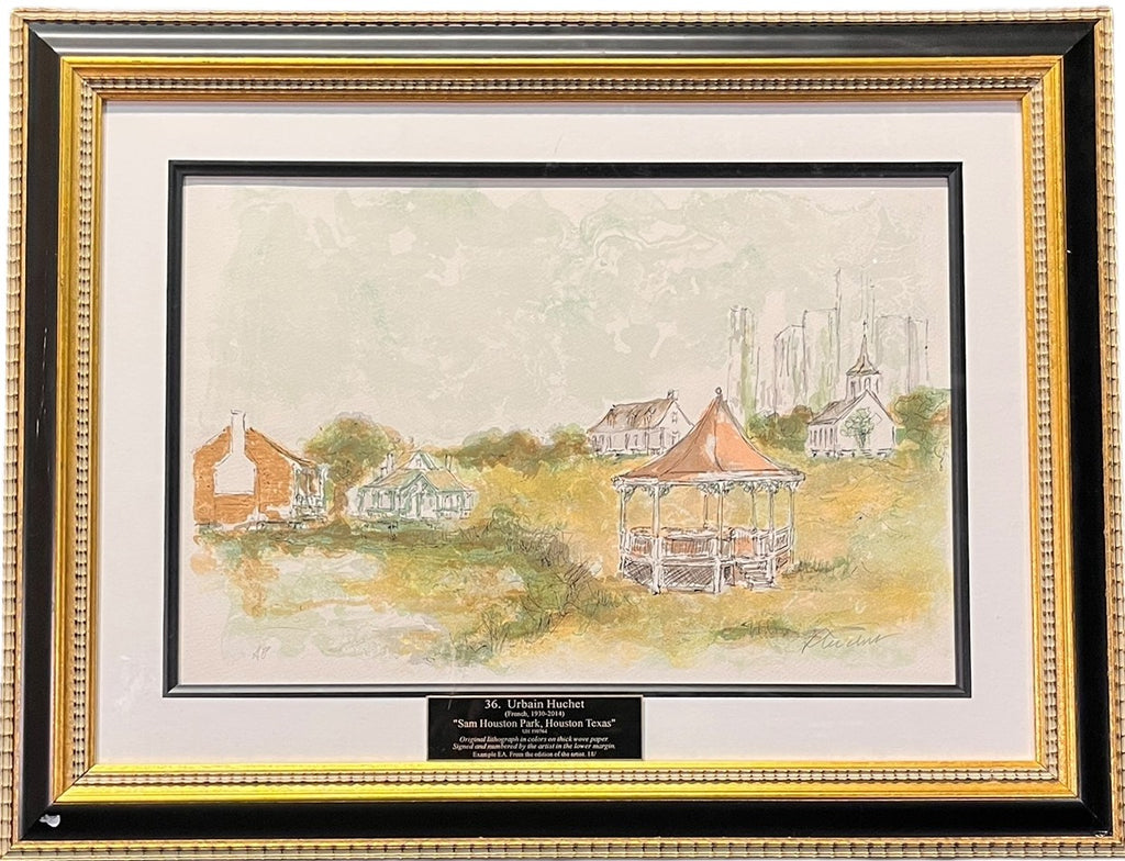 "SAM HOUSTON PARK" LITHOGRAPH BY URBAIN HUCHET