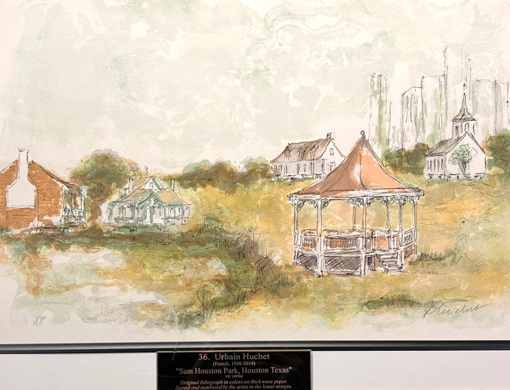 "SAM HOUSTON PARK" LITHOGRAPH BY URBAIN HUCHET