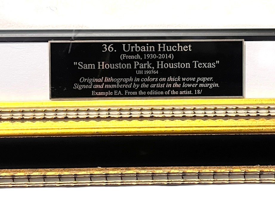 "SAM HOUSTON PARK" LITHOGRAPH BY URBAIN HUCHET