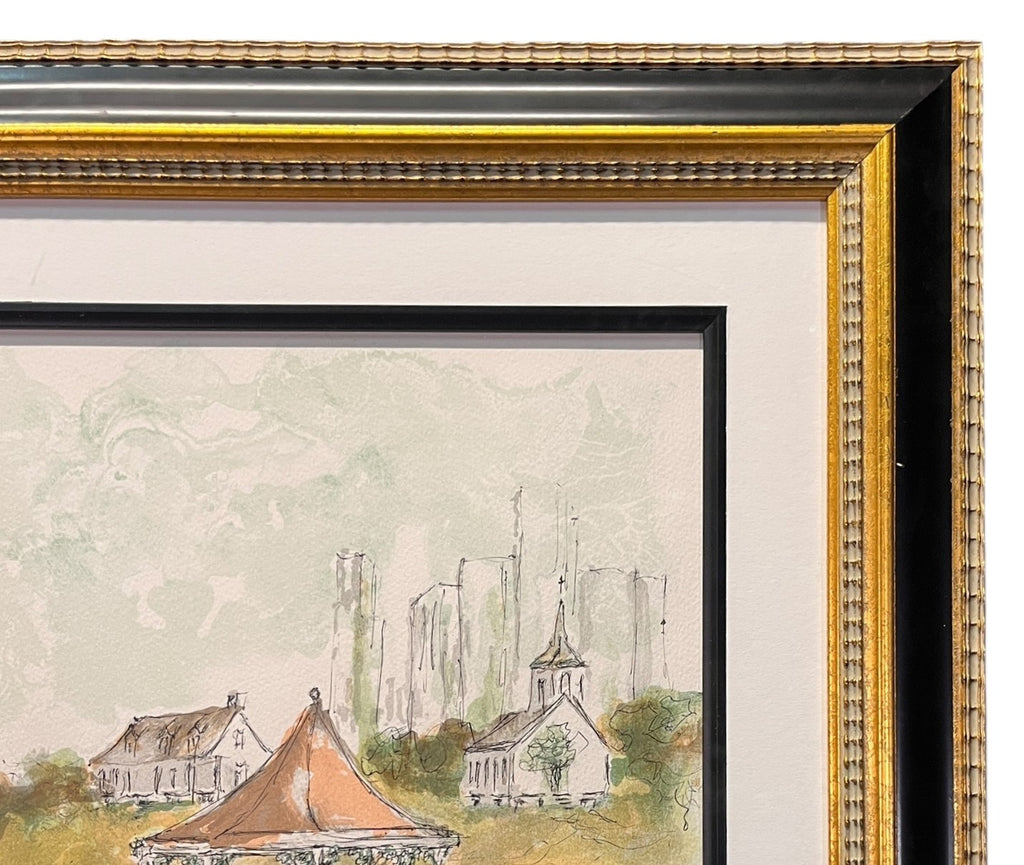 "SAM HOUSTON PARK" LITHOGRAPH BY URBAIN HUCHET