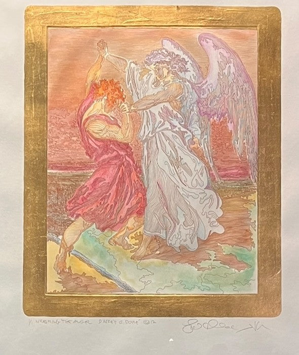 "WRESTLING THE ANGEL" ETCHING BY GUILLAME AZOULAY