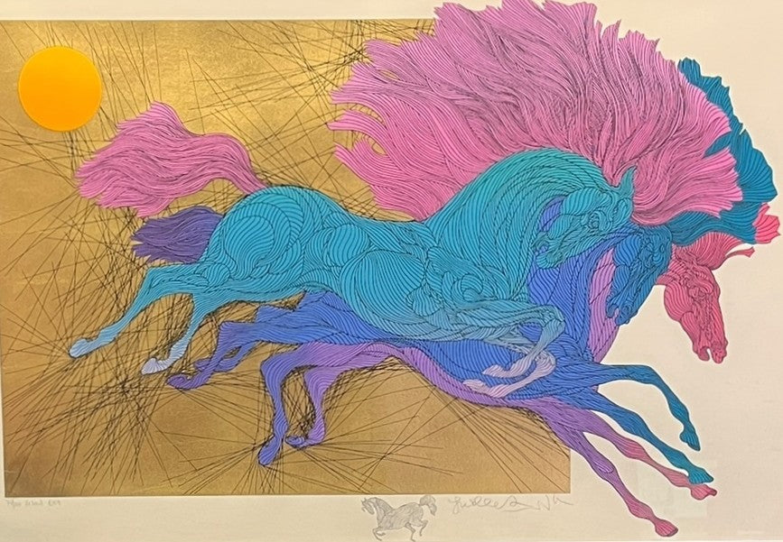 "LE SAUT" GOLD LEAF SILKSCREEN BY GUILLAUME