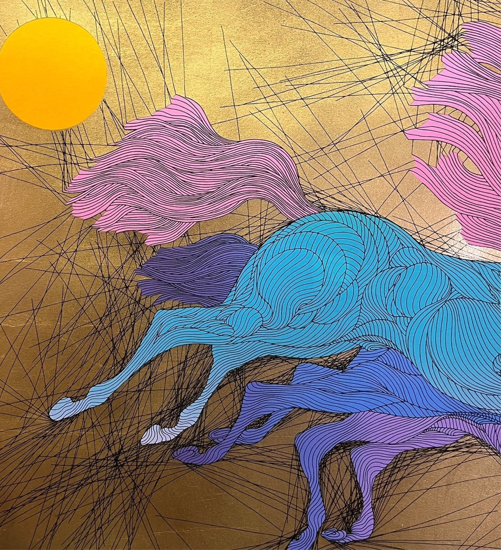 "LE SAUT" GOLD LEAF SILKSCREEN BY GUILLAUME