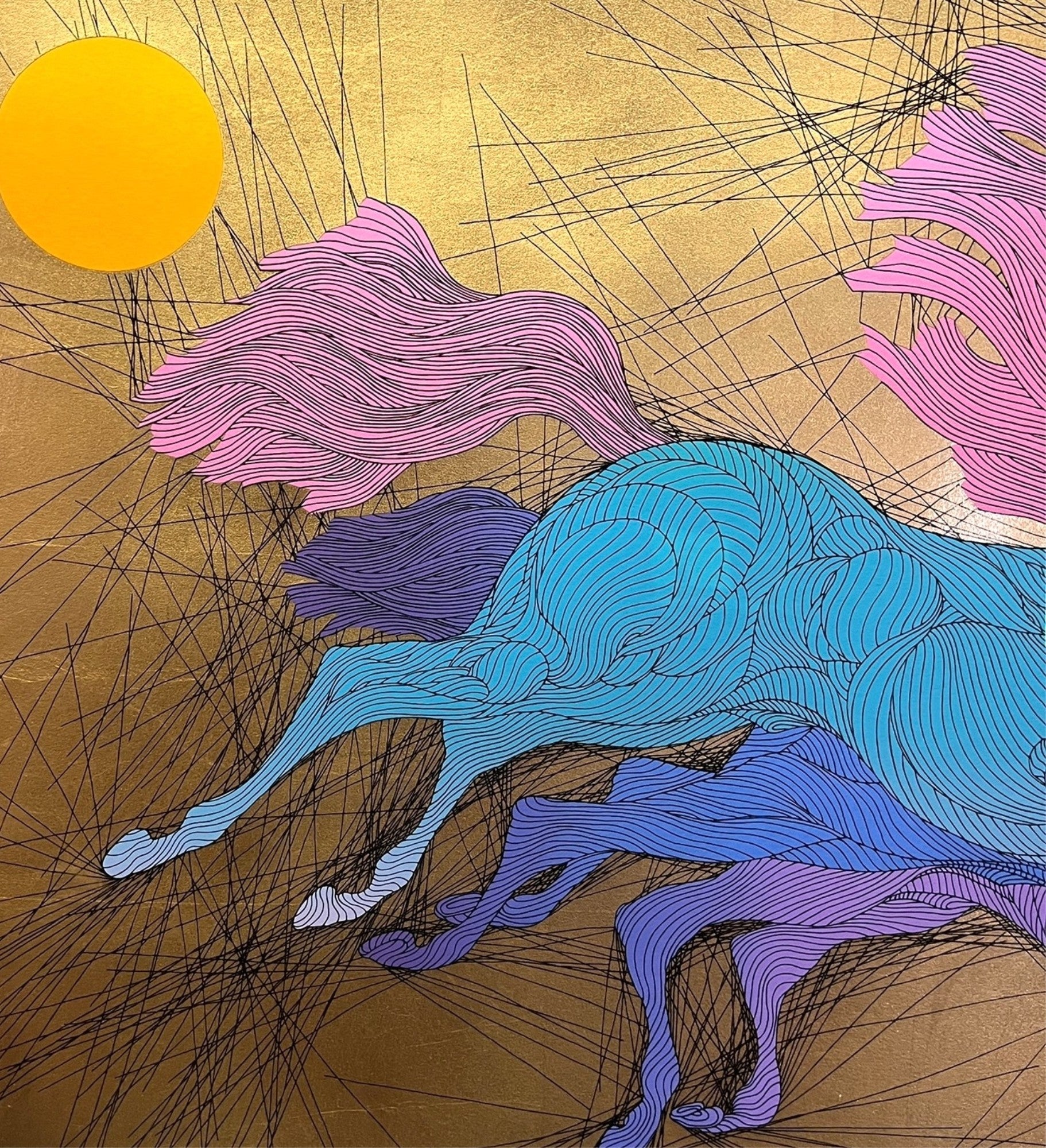 "LE SAUT" GOLD LEAF SILKSCREEN BY GUILLAUME